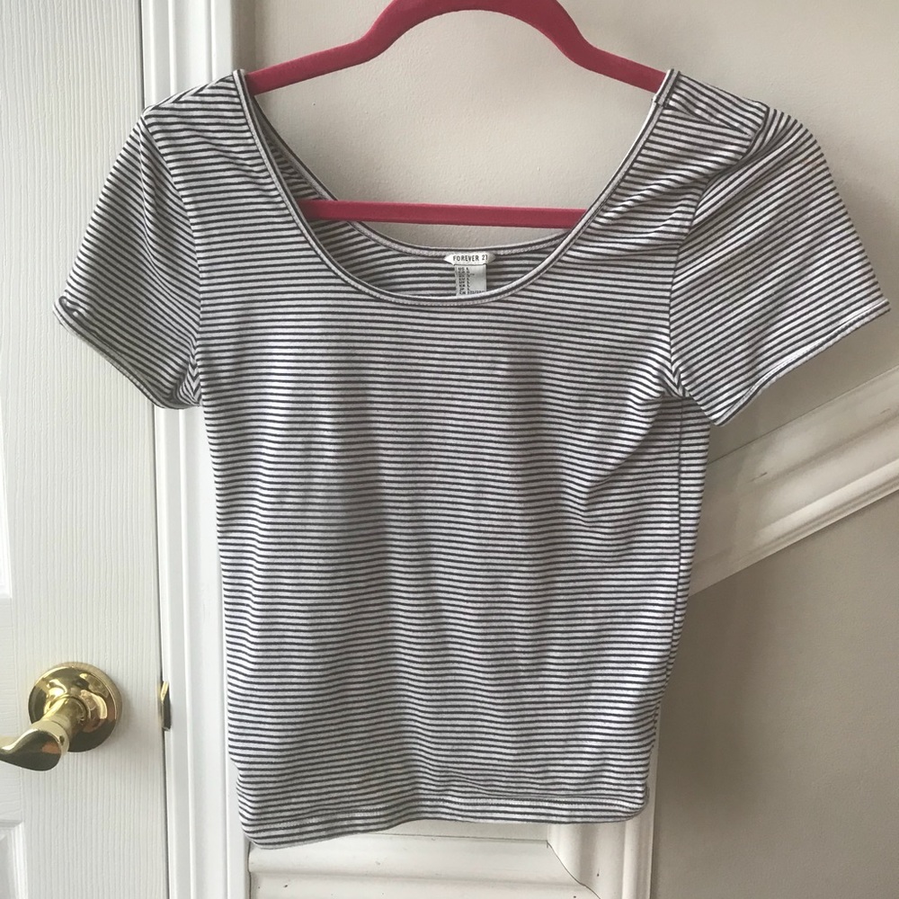 Stripped forever 21 fitted shirt